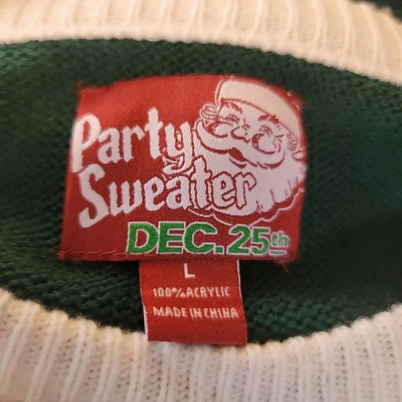 Party Ugly Sweater L Holiday Sweatshirt Red Green Cardinal Birds Unisex - Picture 15 of 15
